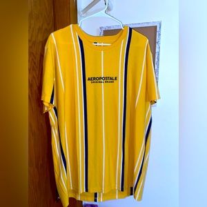 Yellow Aero Logo Vertical Stripe Graphic Tee